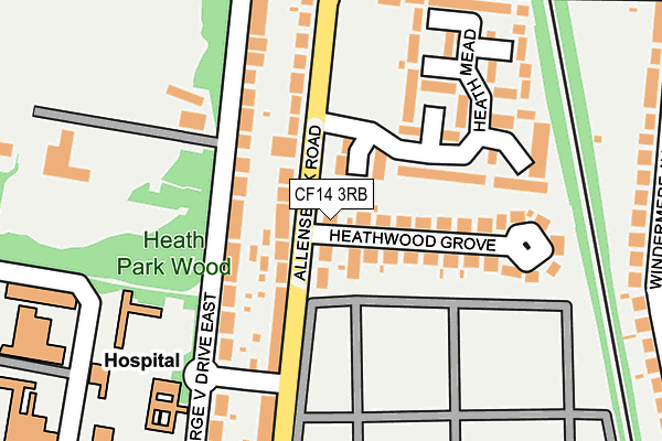 CF14 3RB map - OS OpenMap – Local (Ordnance Survey)