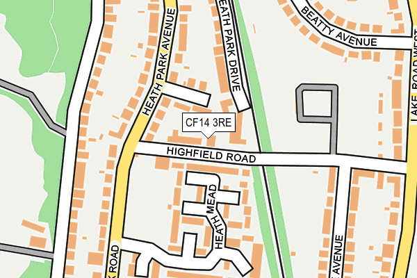 CF14 3RE map - OS OpenMap – Local (Ordnance Survey)