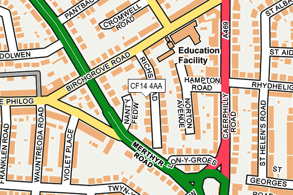 CF14 4AA map - OS OpenMap – Local (Ordnance Survey)