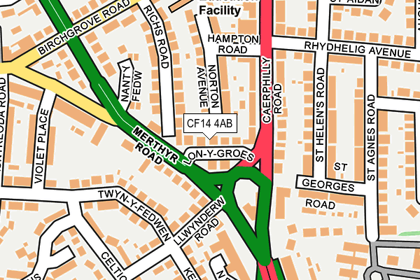 CF14 4AB map - OS OpenMap – Local (Ordnance Survey)
