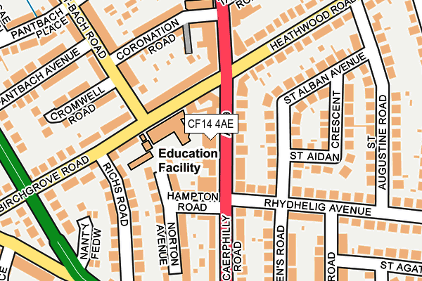 CF14 4AE map - OS OpenMap – Local (Ordnance Survey)