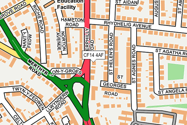 CF14 4AF map - OS OpenMap – Local (Ordnance Survey)