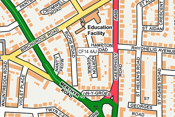 CF14 4AJ map - OS OpenMap – Local (Ordnance Survey)