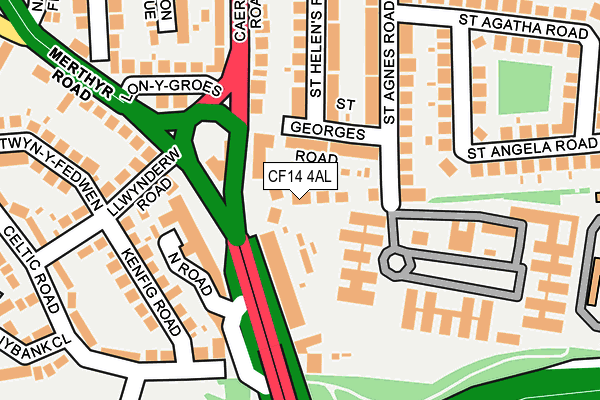 CF14 4AL map - OS OpenMap – Local (Ordnance Survey)