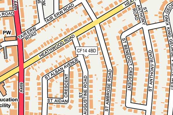 CF14 4BD map - OS OpenMap – Local (Ordnance Survey)