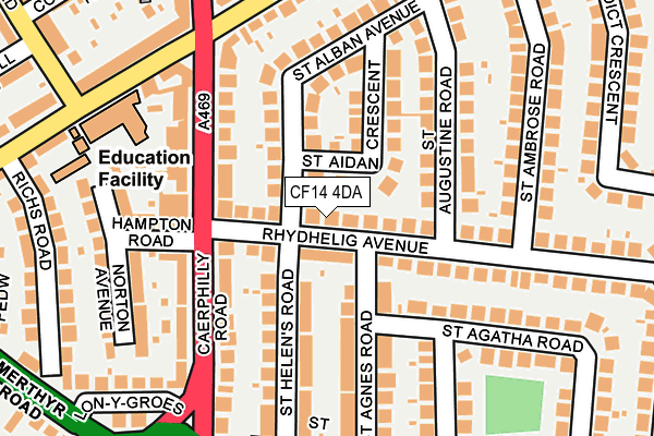 CF14 4DA map - OS OpenMap – Local (Ordnance Survey)