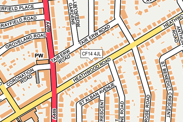 CF14 4JL map - OS OpenMap – Local (Ordnance Survey)