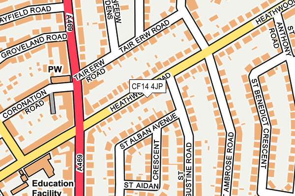 CF14 4JP map - OS OpenMap – Local (Ordnance Survey)