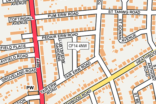 CF14 4NW map - OS OpenMap – Local (Ordnance Survey)