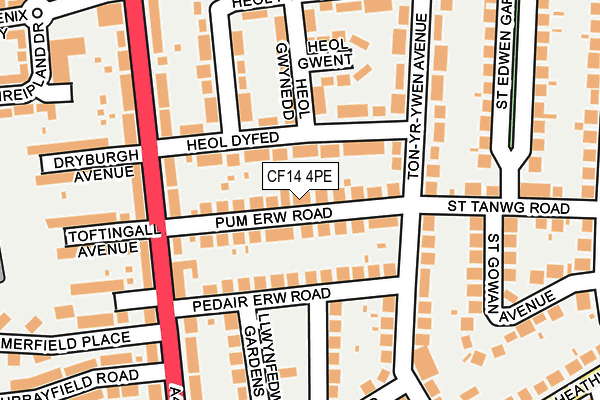 CF14 4PE map - OS OpenMap – Local (Ordnance Survey)