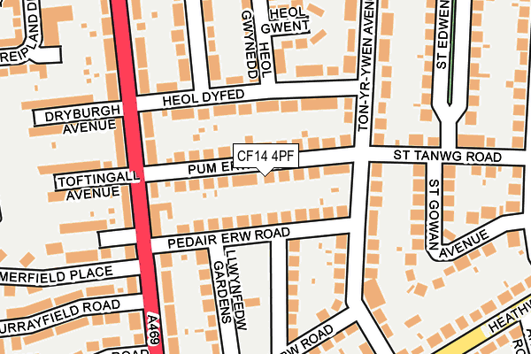 CF14 4PF map - OS OpenMap – Local (Ordnance Survey)