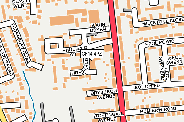 CF14 4PZ map - OS OpenMap – Local (Ordnance Survey)