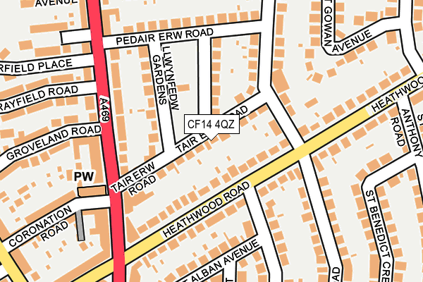 CF14 4QZ map - OS OpenMap – Local (Ordnance Survey)