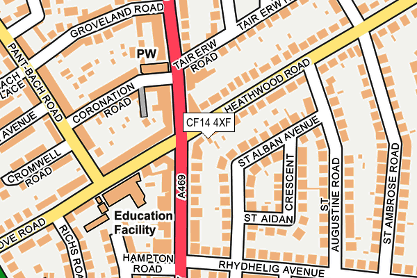 CF14 4XF map - OS OpenMap – Local (Ordnance Survey)