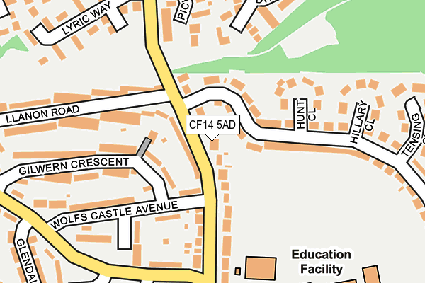 CF14 5AD map - OS OpenMap – Local (Ordnance Survey)