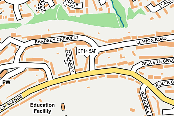 CF14 5AF map - OS OpenMap – Local (Ordnance Survey)