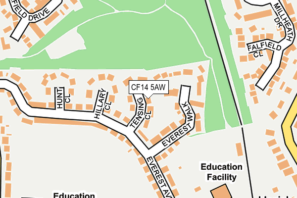 CF14 5AW map - OS OpenMap – Local (Ordnance Survey)
