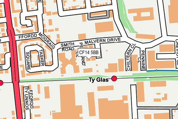 CF14 5BB map - OS OpenMap – Local (Ordnance Survey)