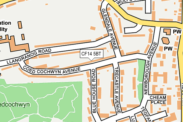 CF14 5BT map - OS OpenMap – Local (Ordnance Survey)