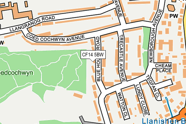 CF14 5BW map - OS OpenMap – Local (Ordnance Survey)