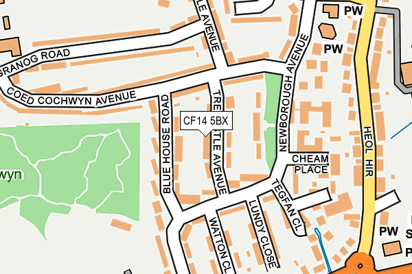 CF14 5BX map - OS OpenMap – Local (Ordnance Survey)