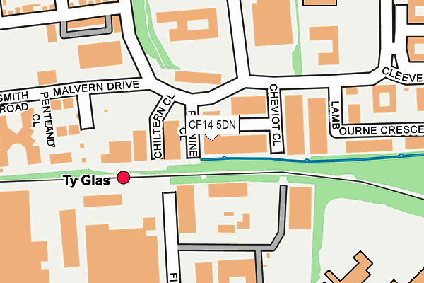 CF14 5DN map - OS OpenMap – Local (Ordnance Survey)