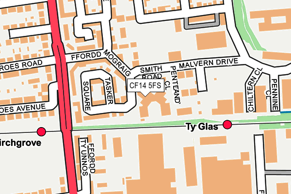 CF14 5FS map - OS OpenMap – Local (Ordnance Survey)