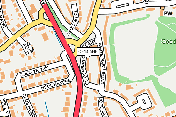 CF14 5HE map - OS OpenMap – Local (Ordnance Survey)