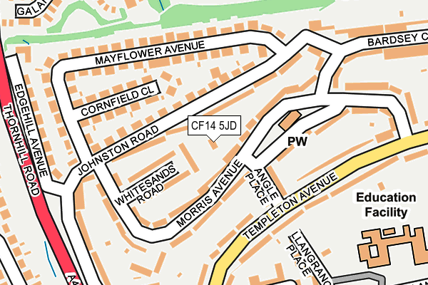 CF14 5JD map - OS OpenMap – Local (Ordnance Survey)