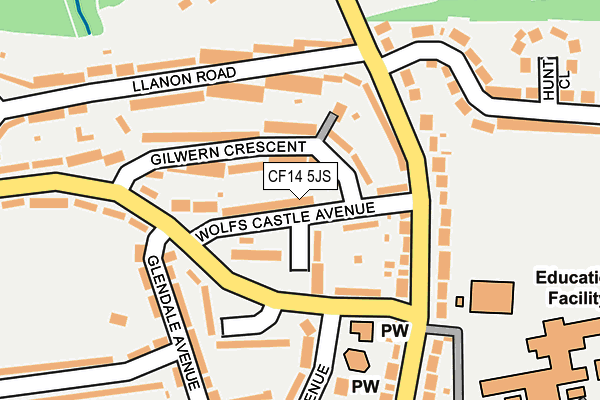 CF14 5JS map - OS OpenMap – Local (Ordnance Survey)