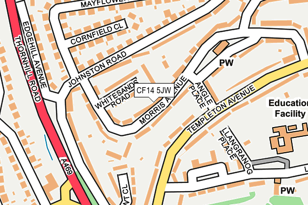 CF14 5JW map - OS OpenMap – Local (Ordnance Survey)