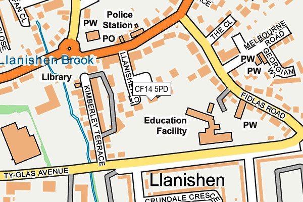 CF14 5PD map - OS OpenMap – Local (Ordnance Survey)