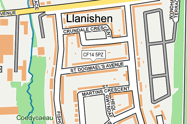 CF14 5PZ map - OS OpenMap – Local (Ordnance Survey)