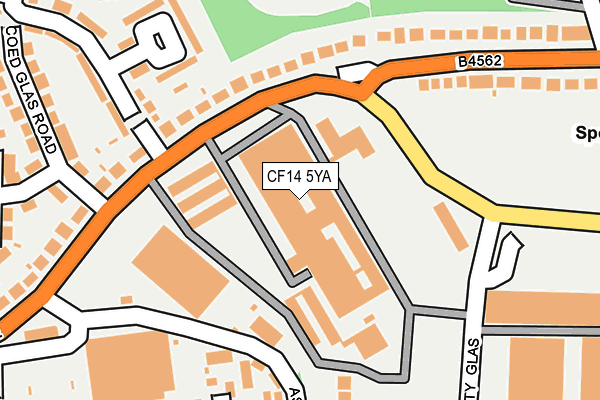 CF14 5YA map - OS OpenMap – Local (Ordnance Survey)