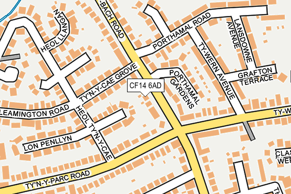 CF14 6AD map - OS OpenMap – Local (Ordnance Survey)