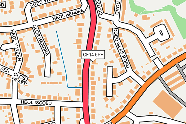 CF14 6PF map - OS OpenMap – Local (Ordnance Survey)