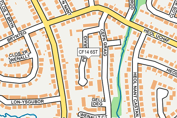 CF14 6ST map - OS OpenMap – Local (Ordnance Survey)