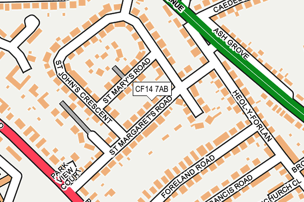 CF14 7AB map - OS OpenMap – Local (Ordnance Survey)
