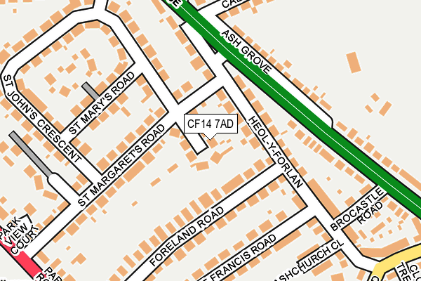 CF14 7AD map - OS OpenMap – Local (Ordnance Survey)