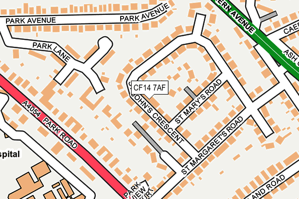 CF14 7AF map - OS OpenMap – Local (Ordnance Survey)