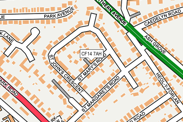 CF14 7AH map - OS OpenMap – Local (Ordnance Survey)