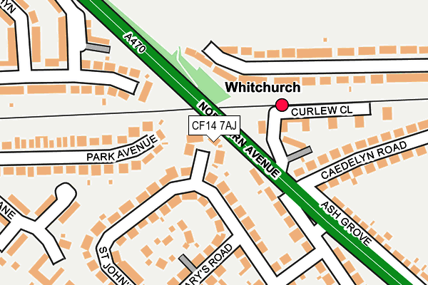 CF14 7AJ map - OS OpenMap – Local (Ordnance Survey)