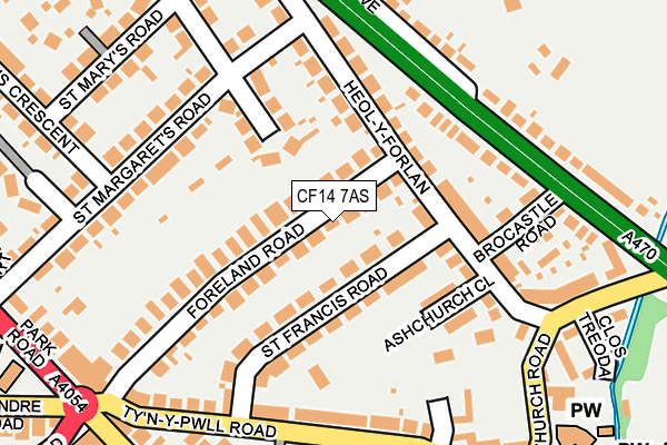 CF14 7AS map - OS OpenMap – Local (Ordnance Survey)