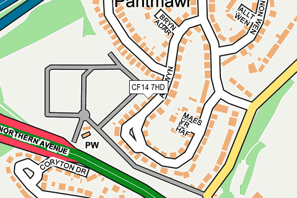 CF14 7HD map - OS OpenMap – Local (Ordnance Survey)