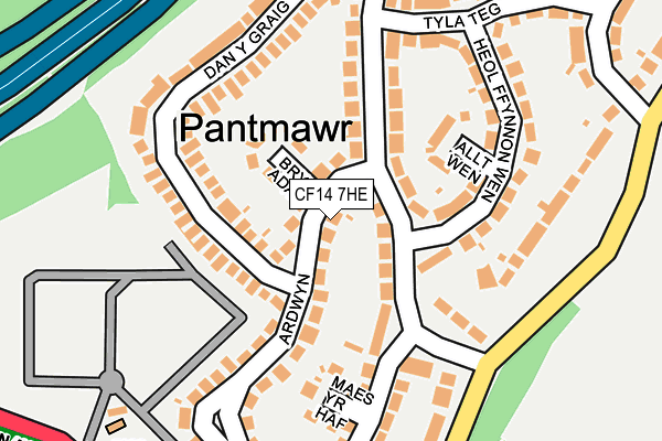 CF14 7HE map - OS OpenMap – Local (Ordnance Survey)