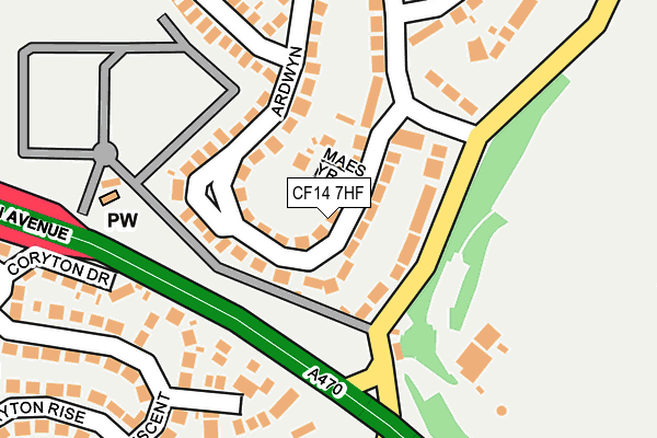 CF14 7HF map - OS OpenMap – Local (Ordnance Survey)