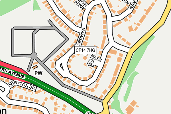 CF14 7HG map - OS OpenMap – Local (Ordnance Survey)