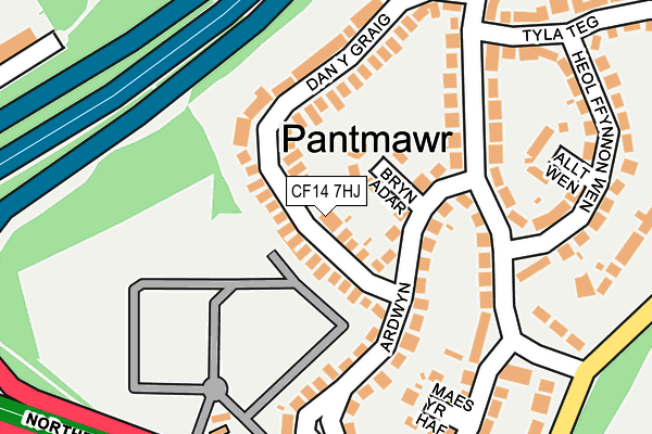 CF14 7HJ map - OS OpenMap – Local (Ordnance Survey)