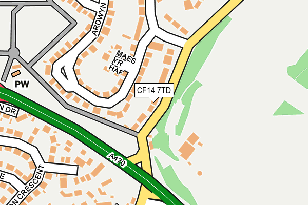 CF14 7TD map - OS OpenMap – Local (Ordnance Survey)