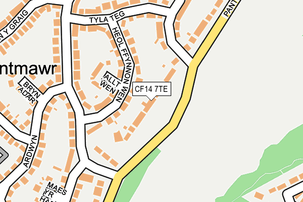 CF14 7TE map - OS OpenMap – Local (Ordnance Survey)